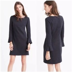 Madewell Women's Knit Bell Sleeve Cotton Shift Dress Dark Gray Size XS